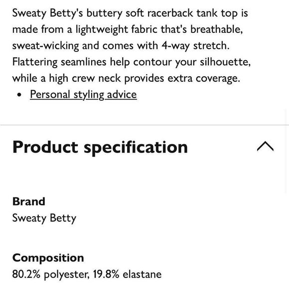 Sweaty Betty NWT *BLACK* All Day Racerback Tank XS - Picture 2 of 8